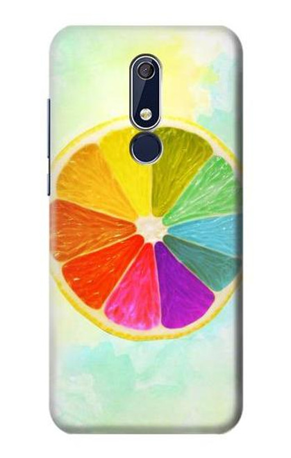 W3493 Colorful Lemon Hülle Schutzhülle Taschen und Leder Flip für Nokia 5.1, Nokia 5 2018
