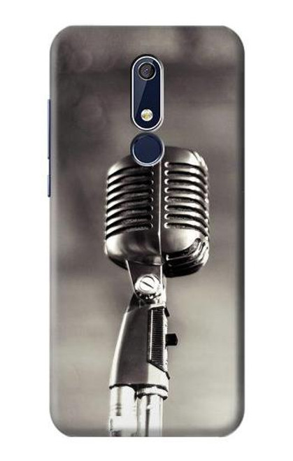 W3495 Vintage Microphone Hülle Schutzhülle Taschen und Leder Flip für Nokia 5.1, Nokia 5 2018