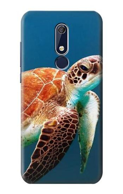 W3497 Green Sea Turtle Hülle Schutzhülle Taschen und Leder Flip für Nokia 5.1, Nokia 5 2018