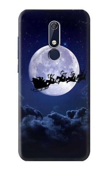 W3508 Xmas Santa Moon Hülle Schutzhülle Taschen und Leder Flip für Nokia 5.1, Nokia 5 2018