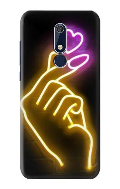 W3512 Cute Mini Heart Neon Graphic Hülle Schutzhülle Taschen und Leder Flip für Nokia 5.1, Nokia 5 2018
