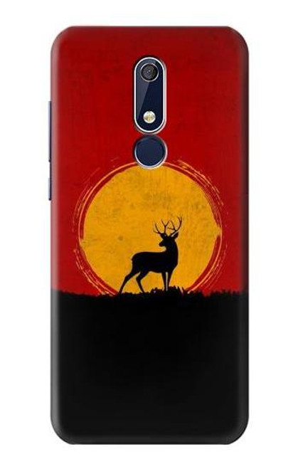 W3513 Deer Sunset Hülle Schutzhülle Taschen und Leder Flip für Nokia 5.1, Nokia 5 2018