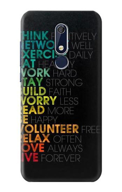 W3523 Think Positive Words Quotes Hülle Schutzhülle Taschen und Leder Flip für Nokia 5.1, Nokia 5 2018