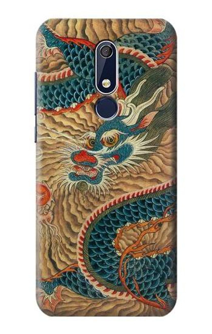 W3541 Dragon Cloud Painting Hülle Schutzhülle Taschen und Leder Flip für Nokia 5.1, Nokia 5 2018