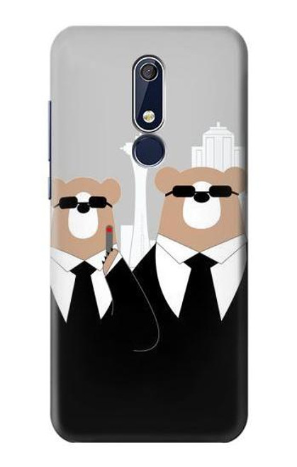 W3557 Bear in Black Suit Hülle Schutzhülle Taschen und Leder Flip für Nokia 5.1, Nokia 5 2018