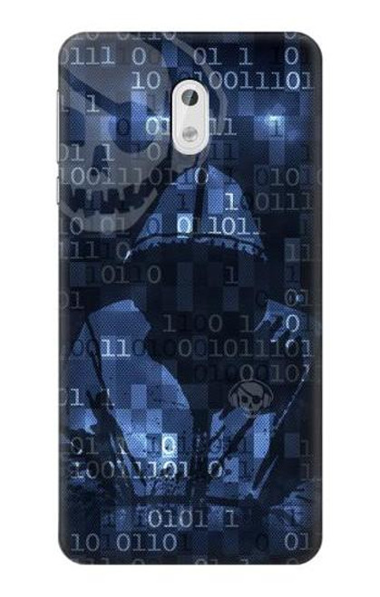W3431 Digital Code Cyber Hacker Hülle Schutzhülle Taschen und Leder Flip für Nokia 3