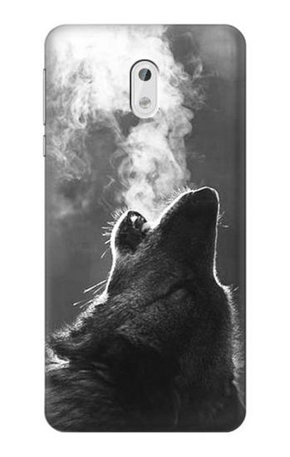 W3505 Wolf Howling Hülle Schutzhülle Taschen und Leder Flip für Nokia 3