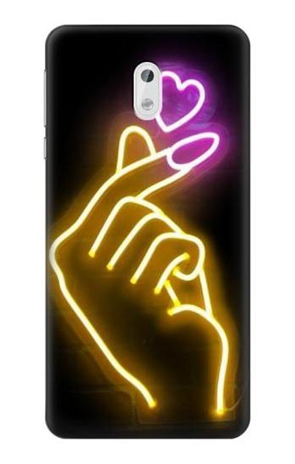 W3512 Cute Mini Heart Neon Graphic Hülle Schutzhülle Taschen und Leder Flip für Nokia 3