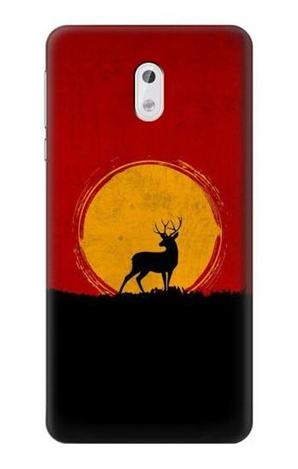 W3513 Deer Sunset Hülle Schutzhülle Taschen und Leder Flip für Nokia 3