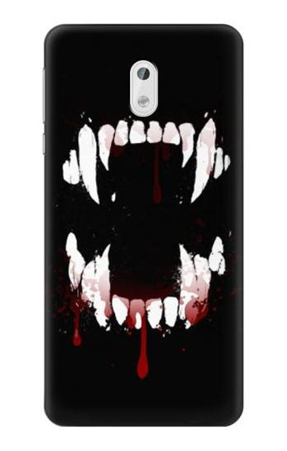 W3527 Vampire Teeth Bloodstain Hülle Schutzhülle Taschen und Leder Flip für Nokia 3