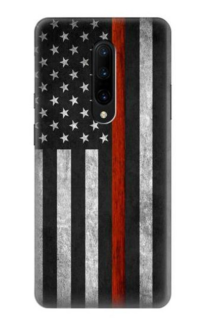 W3472 Firefighter Thin Red Line Flag Hülle Schutzhülle Taschen und Leder Flip für OnePlus 7 Pro