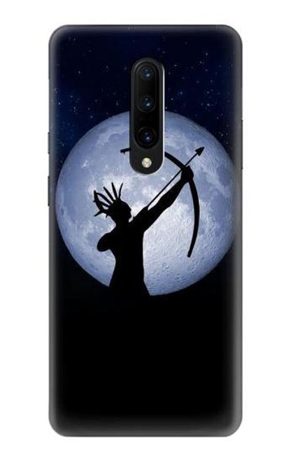 W3489 Indian Hunter Moon Hülle Schutzhülle Taschen und Leder Flip für OnePlus 7 Pro