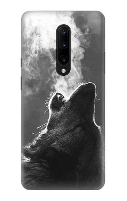W3505 Wolf Howling Hülle Schutzhülle Taschen und Leder Flip für OnePlus 7 Pro