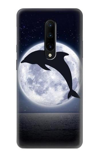 W3510 Dolphin Moon Night Hülle Schutzhülle Taschen und Leder Flip für OnePlus 7 Pro
