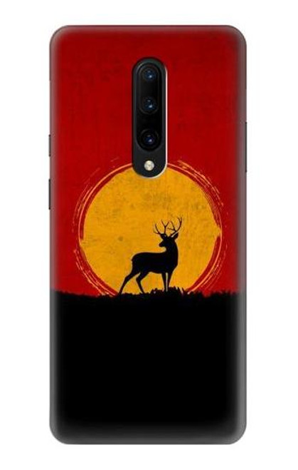 W3513 Deer Sunset Hülle Schutzhülle Taschen und Leder Flip für OnePlus 7 Pro