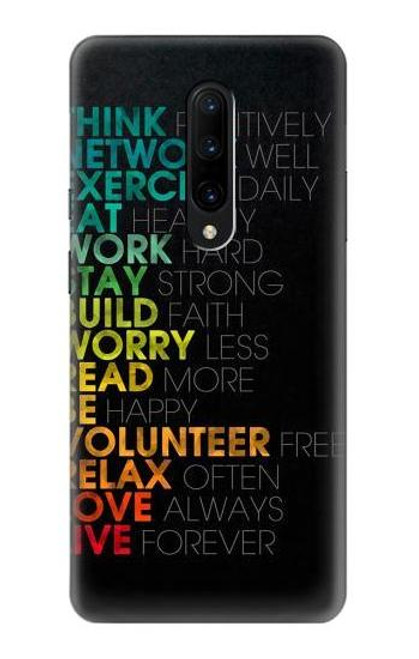 W3523 Think Positive Words Quotes Hülle Schutzhülle Taschen und Leder Flip für OnePlus 7 Pro