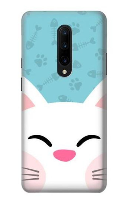 W3542 Cute Cat Cartoon Hülle Schutzhülle Taschen und Leder Flip für OnePlus 7 Pro