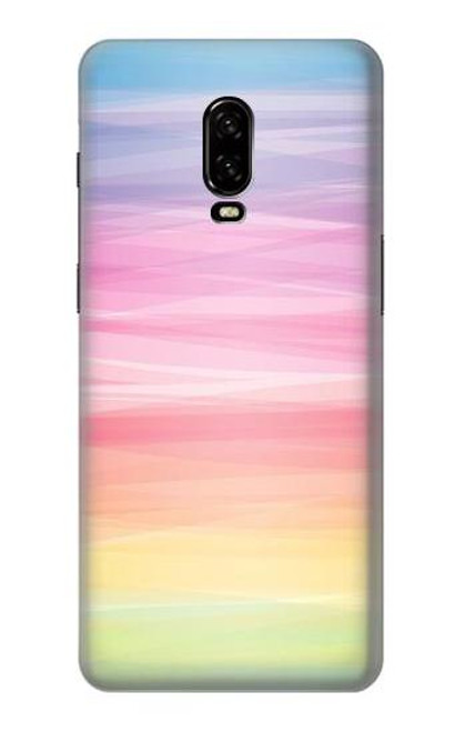 W3507 Colorful Rainbow Pastel Hülle Schutzhülle Taschen und Leder Flip für OnePlus 6T