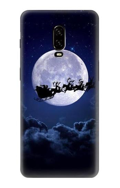 W3508 Xmas Santa Moon Hülle Schutzhülle Taschen und Leder Flip für OnePlus 6T