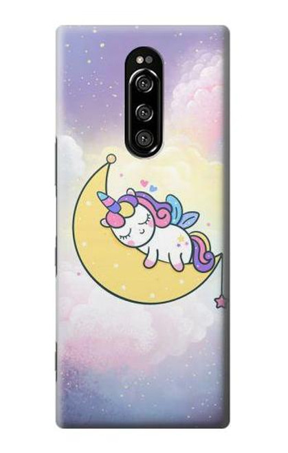 W3485 Cute Unicorn Sleep Hülle Schutzhülle Taschen und Leder Flip für Sony Xperia 1