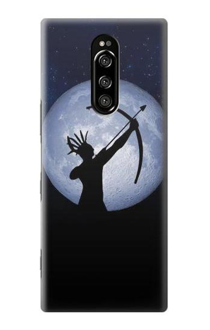 W3489 Indian Hunter Moon Hülle Schutzhülle Taschen und Leder Flip für Sony Xperia 1