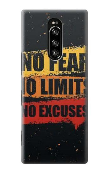 W3492 No Fear Limits Excuses Hülle Schutzhülle Taschen und Leder Flip für Sony Xperia 1