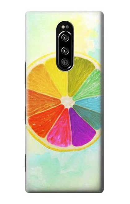 W3493 Colorful Lemon Hülle Schutzhülle Taschen und Leder Flip für Sony Xperia 1