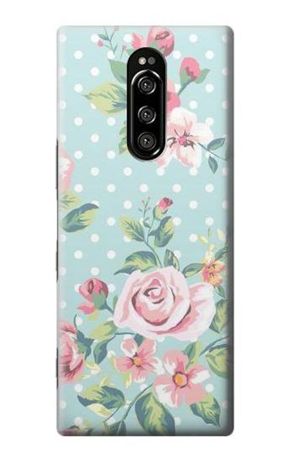 W3494 Vintage Rose Polka Dot Hülle Schutzhülle Taschen und Leder Flip für Sony Xperia 1