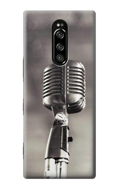 W3495 Vintage Microphone Hülle Schutzhülle Taschen und Leder Flip für Sony Xperia 1