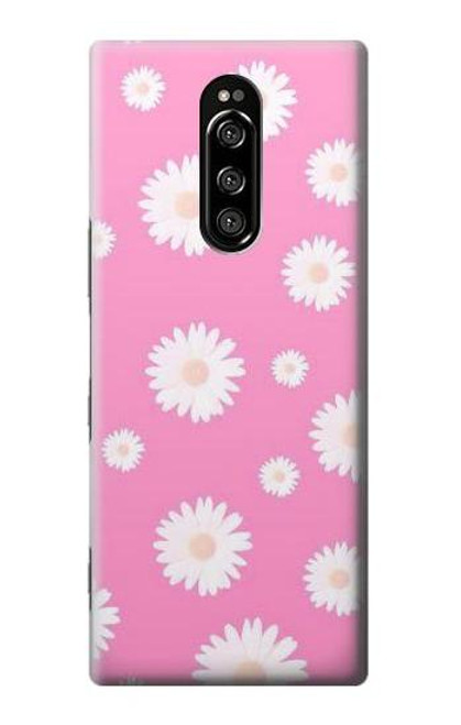 W3500 Pink Floral Pattern Hülle Schutzhülle Taschen und Leder Flip für Sony Xperia 1