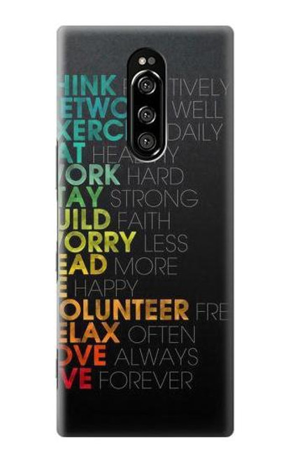 W3523 Think Positive Words Quotes Hülle Schutzhülle Taschen und Leder Flip für Sony Xperia 1