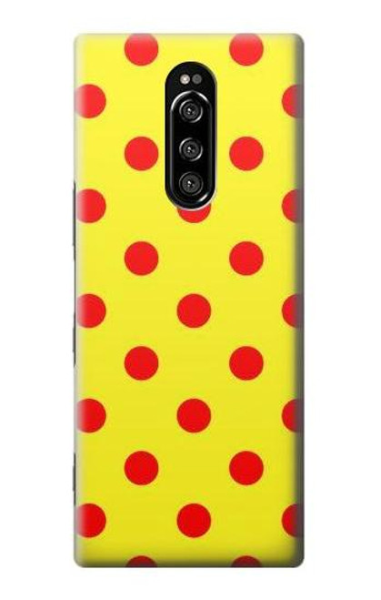 W3526 Red Spot Polka Dot Hülle Schutzhülle Taschen und Leder Flip für Sony Xperia 1