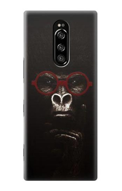 W3529 Thinking Gorilla Hülle Schutzhülle Taschen und Leder Flip für Sony Xperia 1