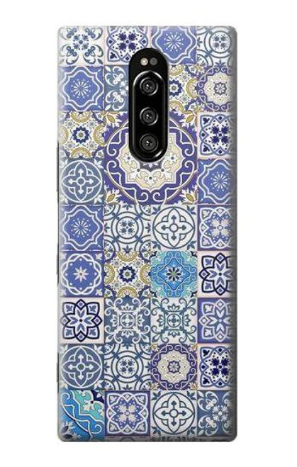 W3537 Moroccan Mosaic Pattern Hülle Schutzhülle Taschen und Leder Flip für Sony Xperia 1