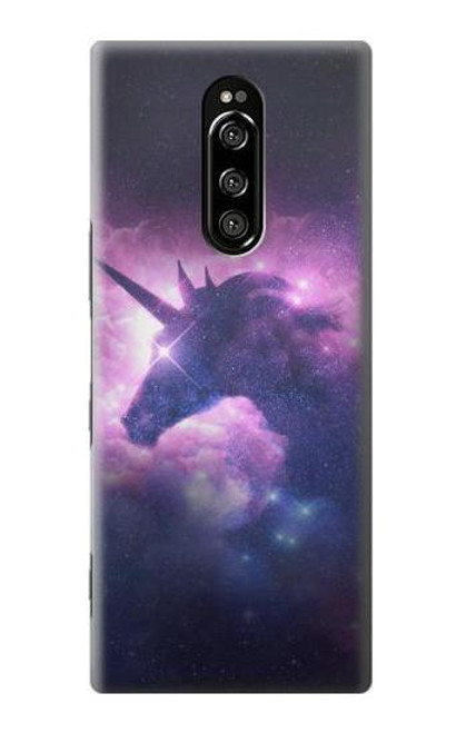 W3538 Unicorn Galaxy Hülle Schutzhülle Taschen und Leder Flip für Sony Xperia 1