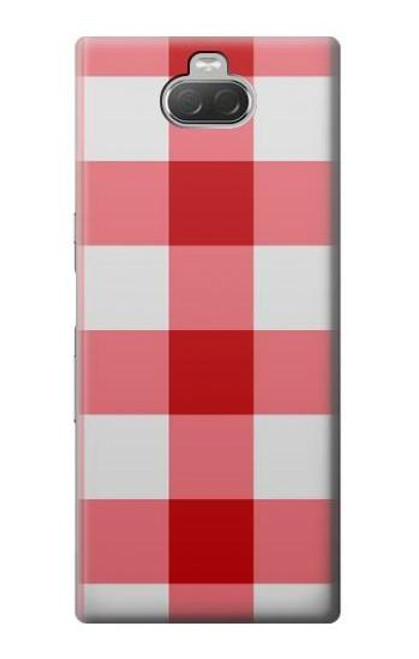 W3535 Red Gingham Hülle Schutzhülle Taschen und Leder Flip für Sony Xperia 10