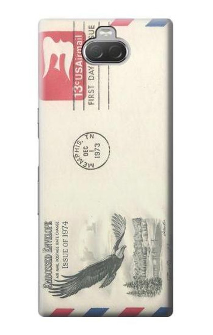 W3551 Vintage Airmail Envelope Art Hülle Schutzhülle Taschen und Leder Flip für Sony Xperia 10