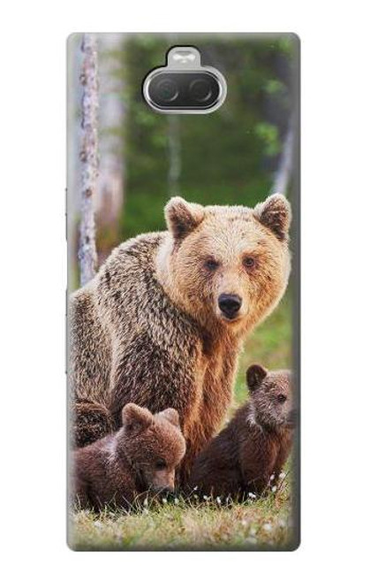 W3558 Bear Family Hülle Schutzhülle Taschen und Leder Flip für Sony Xperia 10