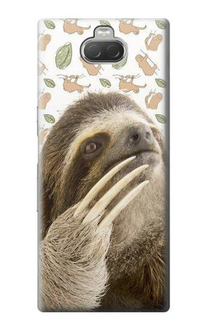 W3559 Sloth Pattern Hülle Schutzhülle Taschen und Leder Flip für Sony Xperia 10