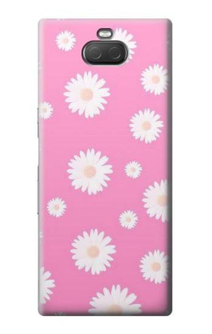 W3500 Pink Floral Pattern Hülle Schutzhülle Taschen und Leder Flip für Sony Xperia 10 Plus