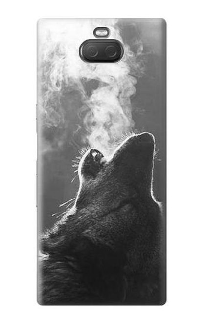 W3505 Wolf Howling Hülle Schutzhülle Taschen und Leder Flip für Sony Xperia 10 Plus