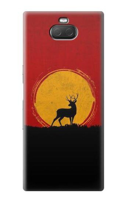 W3513 Deer Sunset Hülle Schutzhülle Taschen und Leder Flip für Sony Xperia 10 Plus