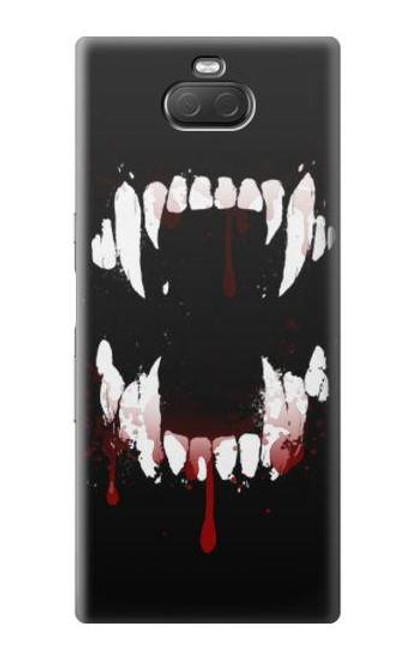 W3527 Vampire Teeth Bloodstain Hülle Schutzhülle Taschen und Leder Flip für Sony Xperia 10 Plus