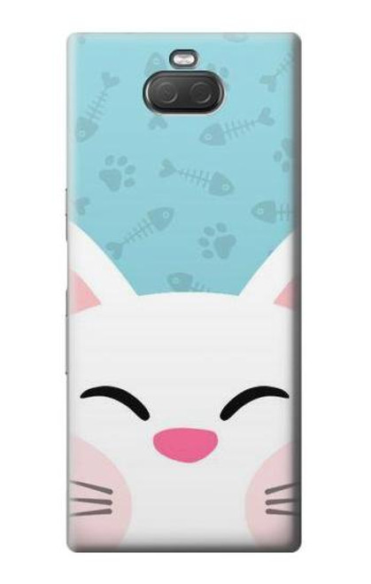 W3542 Cute Cat Cartoon Hülle Schutzhülle Taschen und Leder Flip für Sony Xperia 10 Plus