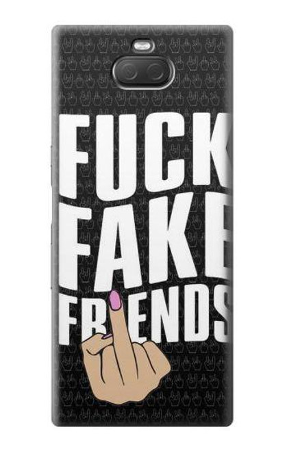 W3598 Middle Finger Fuck Fake Friend Hülle Schutzhülle Taschen und Leder Flip für Sony Xperia 10 Plus