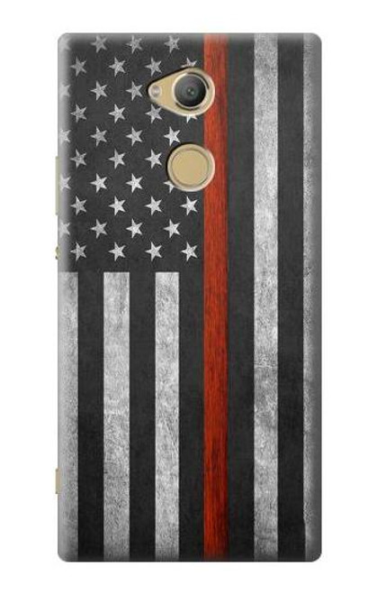 W3472 Firefighter Thin Red Line Flag Hülle Schutzhülle Taschen und Leder Flip für Sony Xperia XA2 Ultra