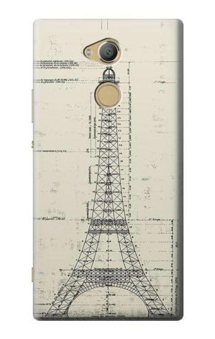 W3474 Eiffel Architectural Drawing Hülle Schutzhülle Taschen und Leder Flip für Sony Xperia XA2 Ultra