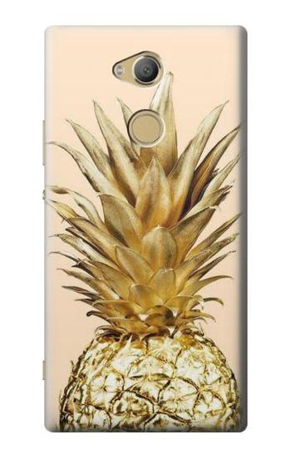 W3490 Gold Pineapple Hülle Schutzhülle Taschen und Leder Flip für Sony Xperia XA2 Ultra