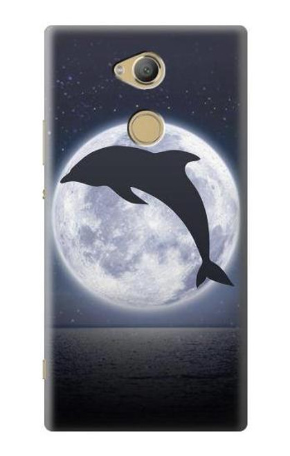 W3510 Dolphin Moon Night Hülle Schutzhülle Taschen und Leder Flip für Sony Xperia XA2 Ultra