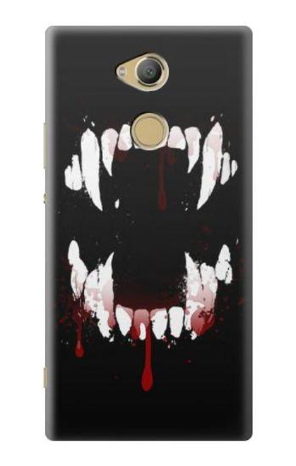 W3527 Vampire Teeth Bloodstain Hülle Schutzhülle Taschen und Leder Flip für Sony Xperia XA2 Ultra